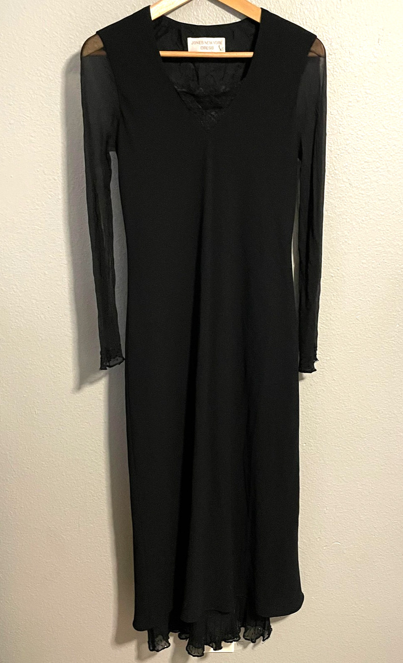 Vintage Jones New York Womens Dress Size 6 Black Beaded Lace Whimsigoth Witchy